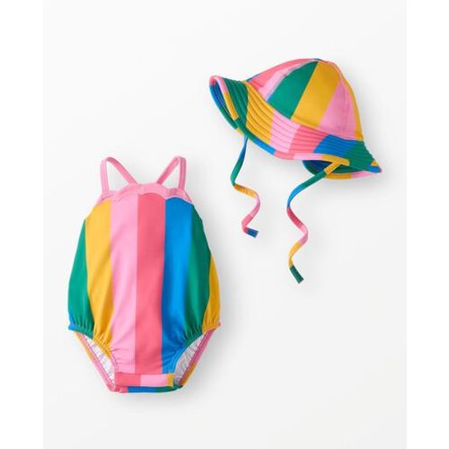 Baby One-Piece Rainbow Swimsuit & Swim Hat Set