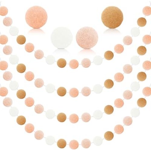 MARFOREVER 4 Pack 26.3 Ft Boho Pom Pom Garland Felt Ball Garland Decoration