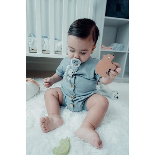 Comfy Cubs Pacifier Clips 2 Pack - 100% Food Grade Silicone Baby Pacifier Clips, BPA & PVC Free - CPSIA Certified, Lightweight and Flexible Baby Gifts - Slate