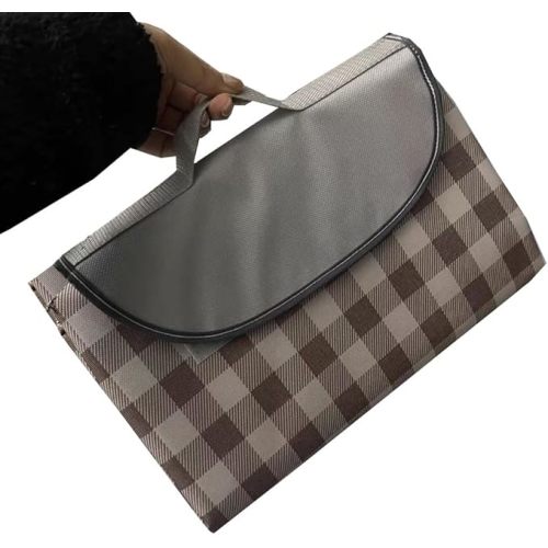 K Y KANGYUN Extra Large Picnic Blanket Outdoor Beach Blankets, Water-Resistant Foldable Sandproof Blankets Cute Picnic Mat for Beach, Camping Grass Lawn Park Mats (Brown 2, 80x80 in)
