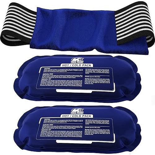 Ice Packs for Injuries Reusable (3-Piece Set) – Hot and Cold Ice Pack Therapy Gel Wrap Support – Supports Recovery, Joint and Muscle Pain – Knees, Back & More (3 Piece Set - Classic)