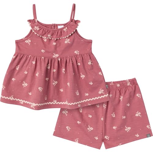 Modern Moments by Gerber Baby Girls' 2-piece Ruffle Top and Short Set With Ric-rac