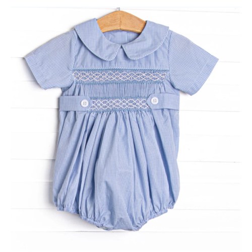 Bleu: Shipley Smocked Bubble, Blue Gingham – Stitchy Fish