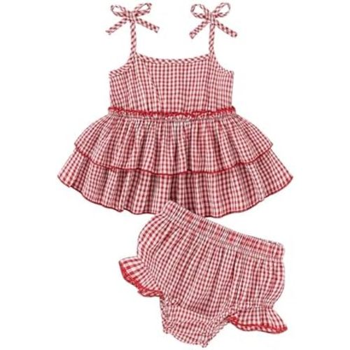 Happy Town Baby Girl Clothes Summer Infant Outfits Sleeveless Tank Tops Newborn Shorts Set Bloomers Toddler Shirt