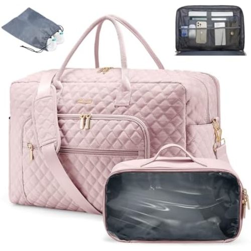 LOVEVOOK Travel Duffle Bag - Women's Weekender Carry On Overnight Laptop & Gym Bag With Toiletry/Shoe Pocket, Hospital Labor Bag