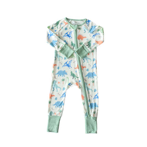 Convertible Bamboo Zip Romper in Little Fossil Neutral | Caden Lane
