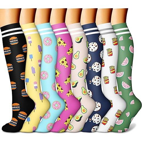 CHARMKING Compression Socks for Women & Men Circulation (8 Pairs) 15-20 mmHg is Best Support for Athletic Running,Hiking