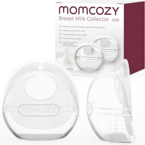 Momcozy Breast Milk Collector, Milk Collectors for Breastfeeding, Reusable Breast Milk Shells, Silicone Catcher with More Fit & Soft (3oz/90ml, 2 Counts)