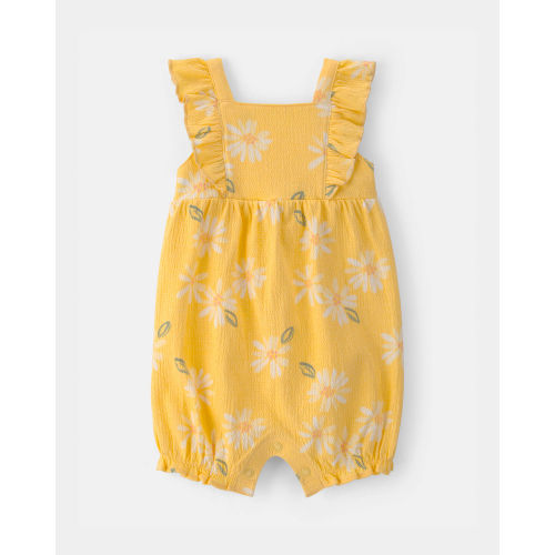 Baby Girl Floral Flutter Sleeve Romper - Yellow | Carter's