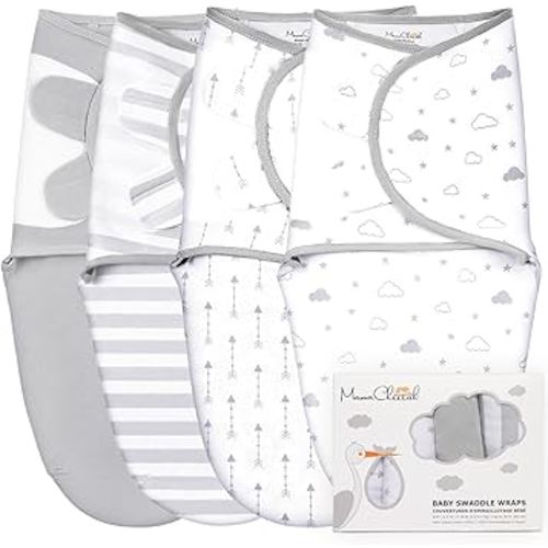 Mama Cheetah Preemie Swaddle Sack, Organic Cotton Swaddling Sleep Sacks, Preemie Swaddle Blanket Wrap, Easy Swaddles for Premature Baby Boy Girl 4-7 lbs, Newborn Essentials, 4-Pack, 4-pack Grey