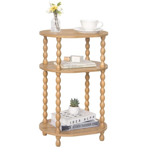 AWASEN End Table, 3-Tier Oval Side Table Living Room, Wood Accent Table
