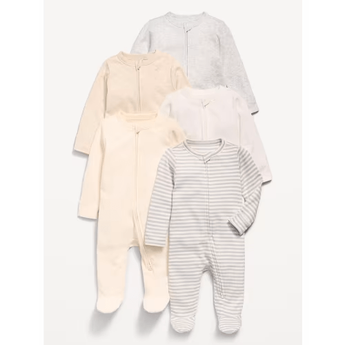 (3-6M) 2-Way-Zip Sleep & Play Footed One-Piece 5-Pack for Baby