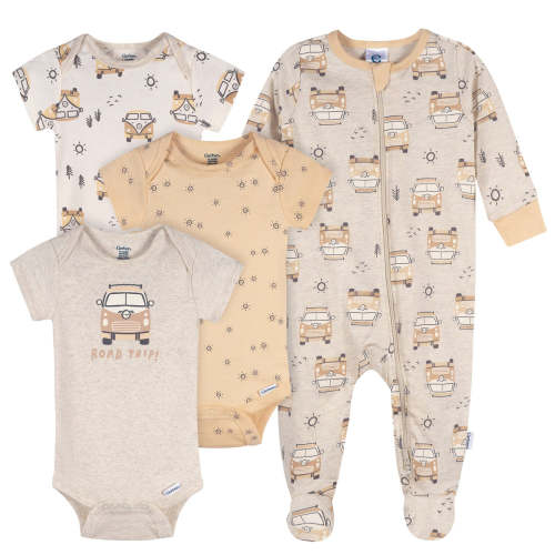 4-Pack Baby Neutral Road Trip Onesies® Bodysuits and Sleep 'N Play – Gerber Childrenswear