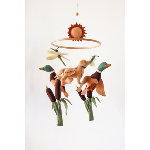 Hunting baby mobile, duck & dog nursery decor, mallard duck mobile, rustic wildlife nursery decor, outdoor baby shower gift