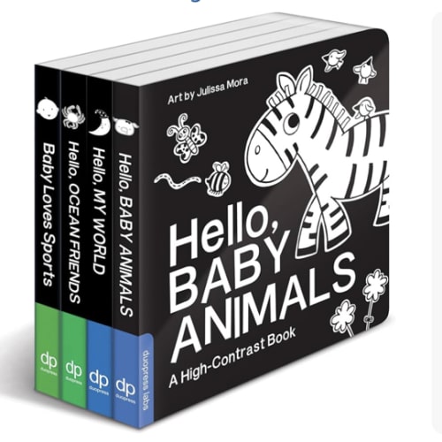 High Contrast Baby Book Set: 4 Board Books for Newborns