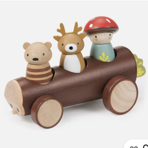 Tender Leaf Toys - Timber Taxi -Wooden Log Shaped Push Vehicle with 3 Removeable