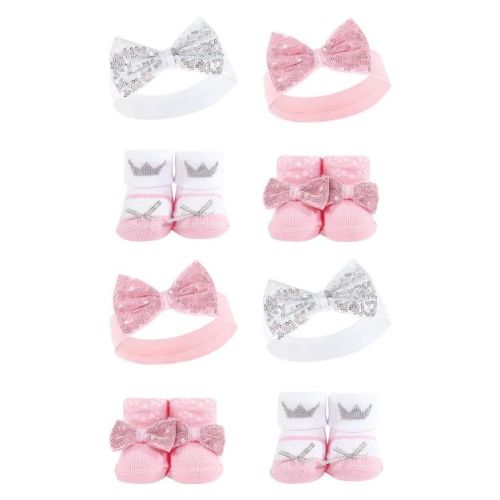 Hudson Baby Infant Girl 8Pc Headband and Socks Set, Princess, 0-9 Months
