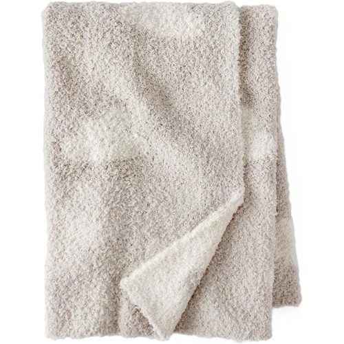 Carter's Baby Plush Blanket, Soft Cozy Stroller Blanket for Newborn Infant Boys and Girls (Beige/Cloud)