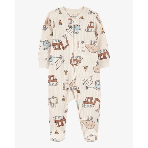 Baby Boy Construction 2-Way Zip Ribbed Sleep & Play Pajamas - Cream - Carter's | Carter's