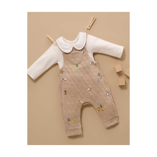 Quilted Overall and Bodysuit Set, 6-12M