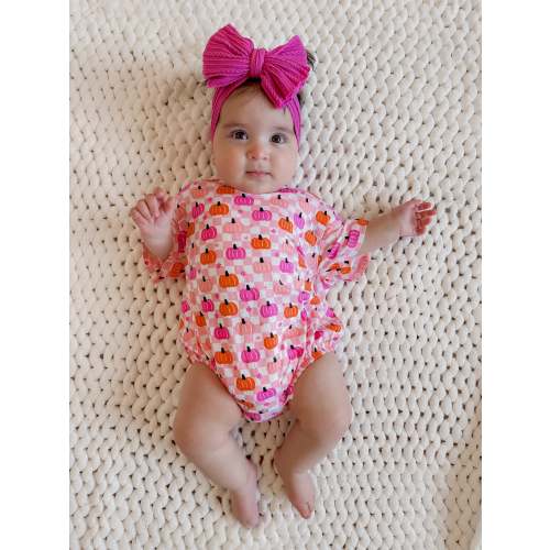 T-Shirt Bubble, Pumpkin Checkerboard Pink