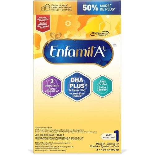 Enfamil A+, Baby Formula, Value Pack, Powder Refill, DHA (a type of Omega-3 fat) to help support brain development, Age 0-12 months, 992g