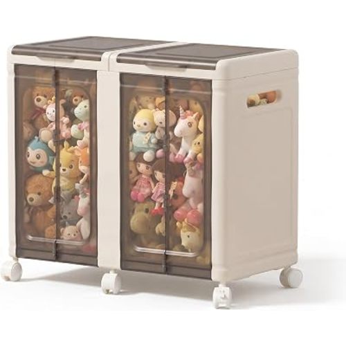 Stuffed Animal Storage with Wheels, Toy Chests, 19.7"x11.8"x11.4"