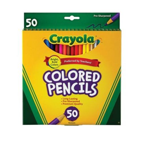 Crayola 50ct Colored Pencils Assorted Colors: Non-Toxic Art & Stationery, School Supplies for Kids, 3.3mm Lead, Ages 5+