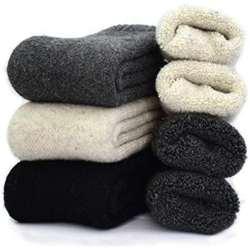 YZKKE 3Pack Mens Super Thick Wool Warm Socks - Soft Comfort Casual Crew Winter Socks