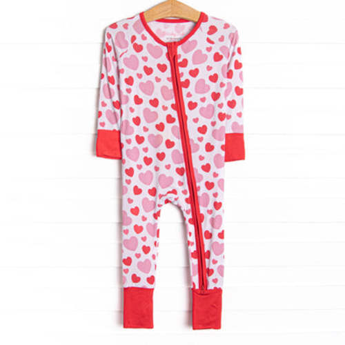 Bubbly Hearts Bamboo Zippy Pajama, Red – Stitchy Fish