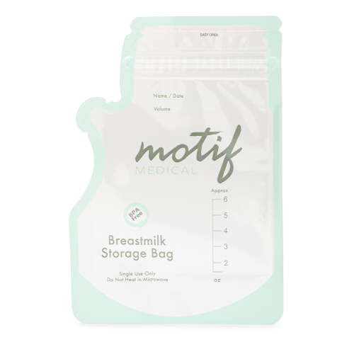 Motif Medical, Milk Storage Bags, 8 oz Milk Freezer Bag with Easy Pour Spout, BPA Free, Write-On Label - 100 Count
