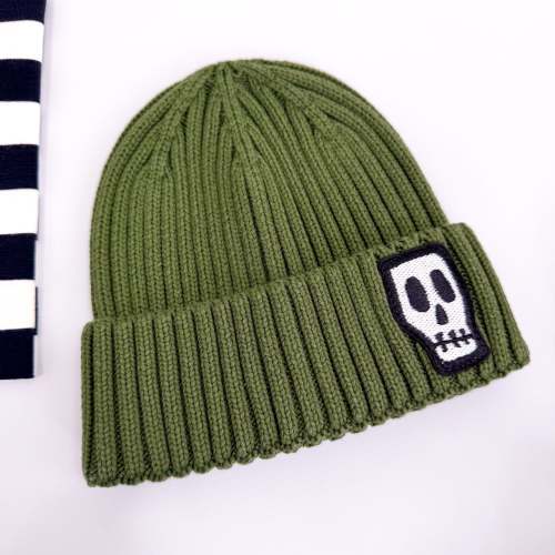 Kids Knitted Cotton Beanie with Skull Logo - Not So Basic Basics – Skeletots