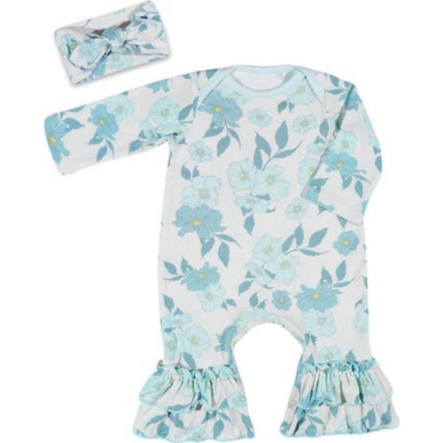 Ruffle Romper & Head Wrap Set, 0-3M