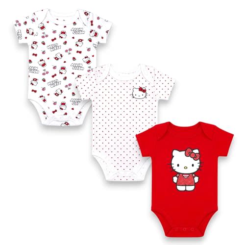 Hello Kitty Baby Girls’ 3-Pack Bodysuit – Infant Cotton Onesies Clothing Set