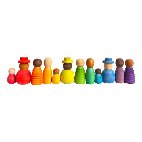 **Pre-order (Ships in 1-2 Weeks)**12 Pcs STAINED Wooden “Together” Peg Dolls Set