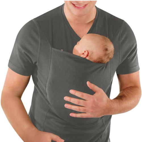 Mens Dad Shirts Baby Carrier Shirt Short Sleeve Skin to Skin New Dad Gifts T-Shirt with Pocket
