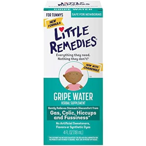 Little Remedies Gripe Water-No Alcohol, Sodium Bicarbonate, Artificial Color & Gluten Free-Safe for Newborns, 4 Fl. Oz (Pack of 1)