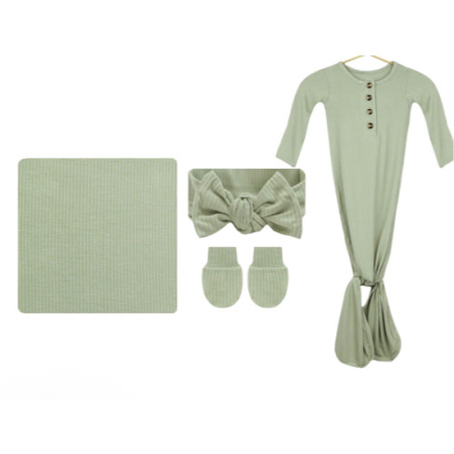 Ellis Ribbed Newborn Headband Bundle (Gown)