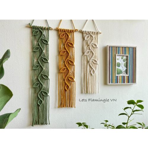 Narrow Macrame Leaf Wall Hanging: Boho Nursery Decor