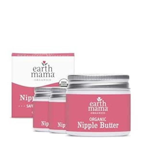 Earth Mama Organic Nipple Butter™ | Nipple Cream Safe for Breastfeeding | Postpartum Essentials for Nursing | Non Lanolin Nipple Cream, 2 fl oz (3-Pk)
