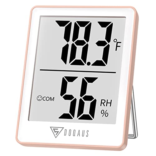 DOQAUS Indoor Thermometer for Home, Room Thermometer Humidity Meter with Temperature Humidity Sensor for Home, Bedroom, Baby Room, Office, Greenhouse, Cellar (Pink)