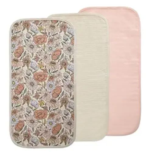 mushie Water Repellent Changing Pad Liners | Made with Organic Cotton | Set of 3 (Retro Flowers Combo)