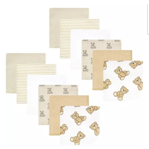 Unisex All-Purpose Flannel Washcloth Set 12-Count  Ai Cotton-Polyester Blend