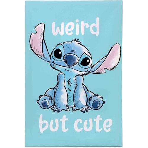 Open Road Brands Disney Lilo and Stitch Weird But Cute Gallery Wrapped Canvas Wall Decor - Adorable Stitch Wall Art for Kids' Bedroom or Playroom