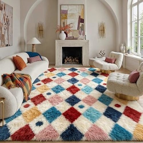 PureCozy Soft Shag Rug 8x10 Living Room High Pile Non-Slip Fluffy Carpet
