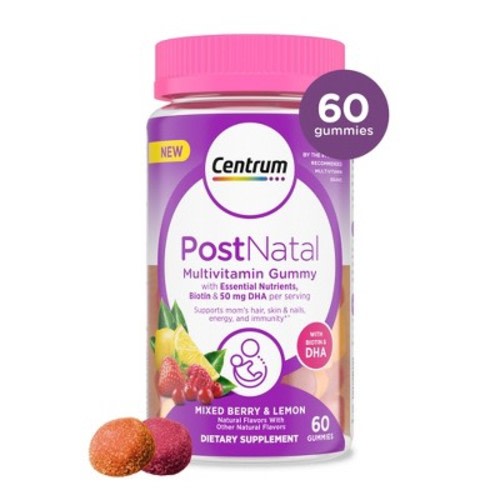 Centrum Biotin and DHA Postnatal Vitamin Gummies - Mixed Berry/Lemon - 60ct