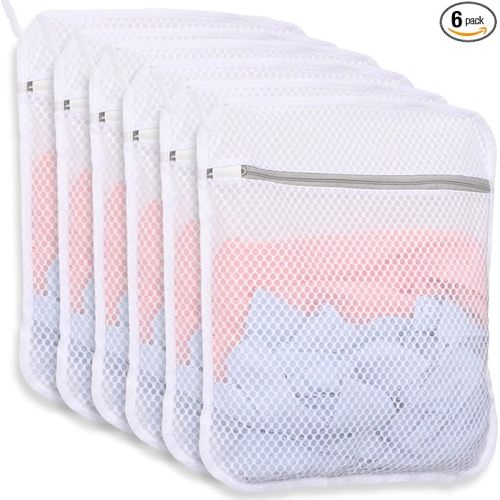 6-Pack Durable Honeycomb Mesh Laundry Bags for Delicates - 12x16 Inches Lingerie Bags for Washing Delicates with Sturdy Zippers, Protect Clothes in Washing Machine for Home, College & Dorm (Medium)