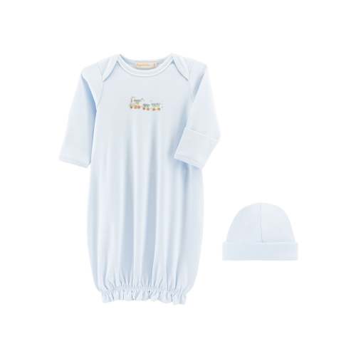 Little Train Embroidered Pima Gown – Posh Tots Children's Boutique
