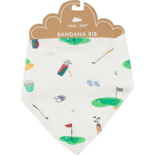 Golf Print Bandana Bib, Multicolors - Angel Dear Bibs & Feeding | Maisonette