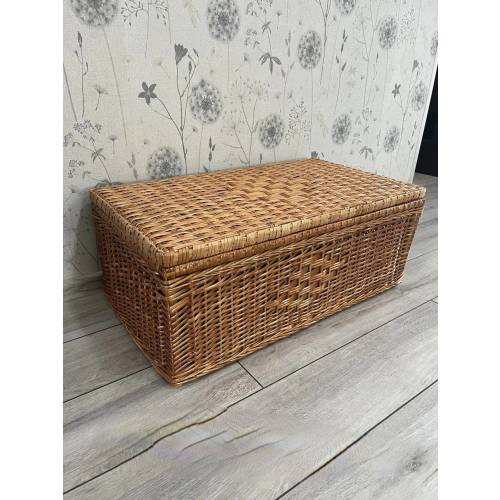 Kids Toy Storage Basket, Wicker Storage Trunk, Storage Basket Rectangular with Lid, Rattan Toy Storage Organizer, Woven Storage Basket